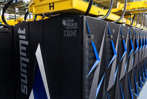 close up of racks of supercomputer