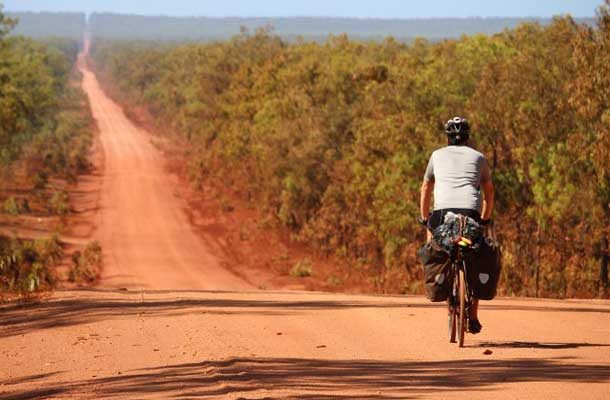 Unpaved Access Road to Cape York, Cyclist on far right