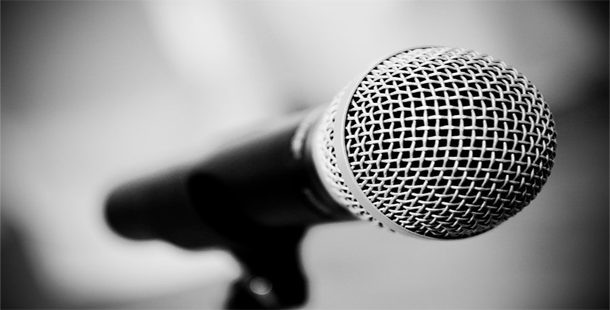 A close-up of a microphone