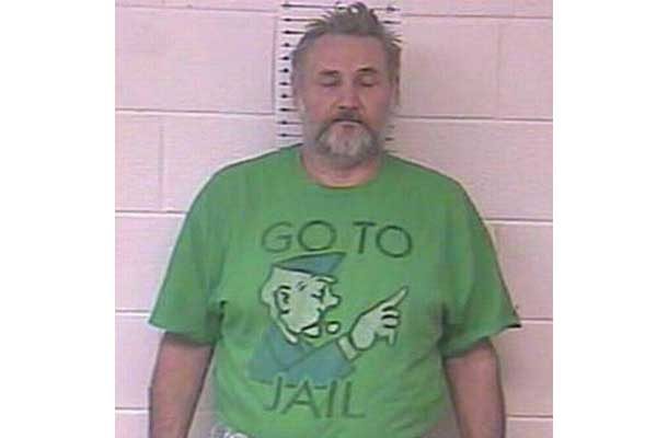 man with shirt that says Go to jail