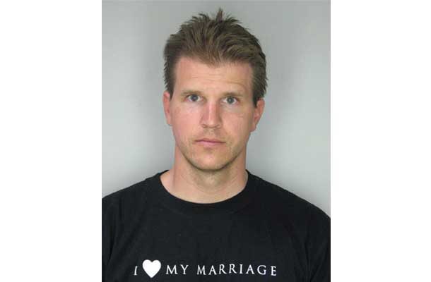 man with shirt that says I love my marriage