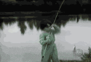 kid running from fish