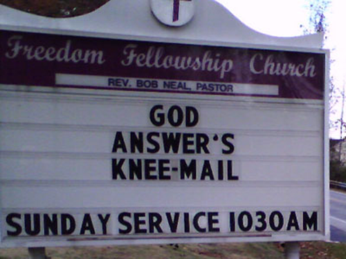 God answers knee-mail