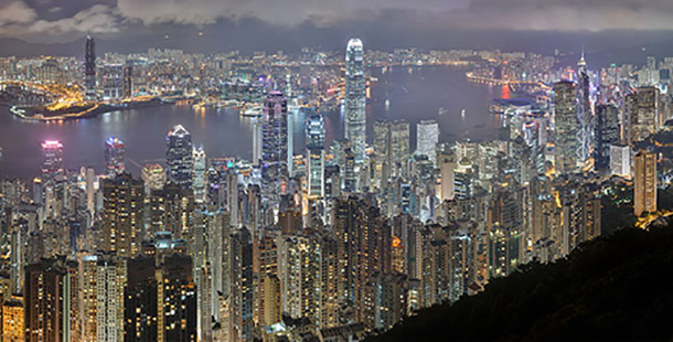 A beautiful picture of the skyline of hong kong