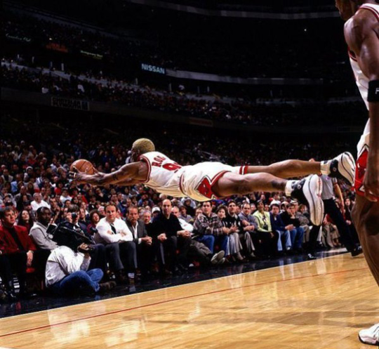 Insane Dennis Rodman rebound