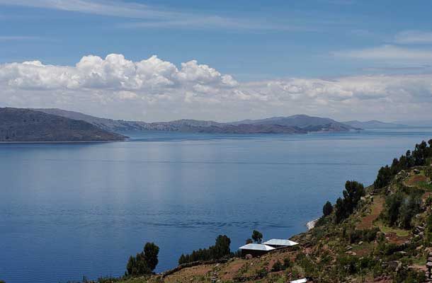 Lake Titicaca with clear skies