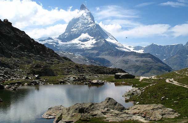 Riffelsee lake with matterhorn in background