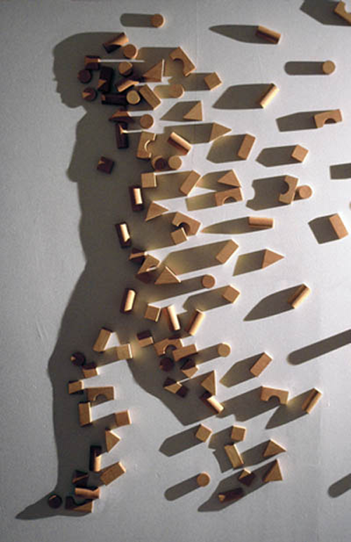 Shadow woman made of blocks