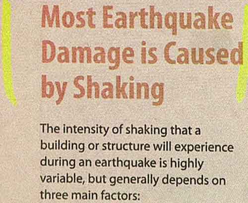 Most earthquake damage is caused by shaking