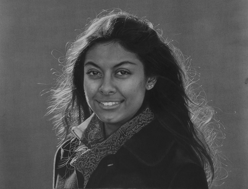 Realist pencil drawing of a girl