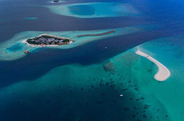 Three Maldives Islands from the sky