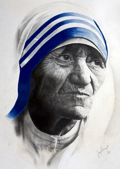 Mother Teresa realistic pencil drawing