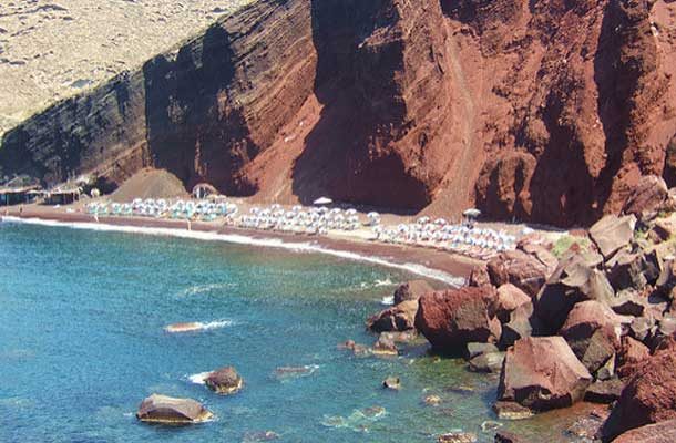Ariel view of the red beach