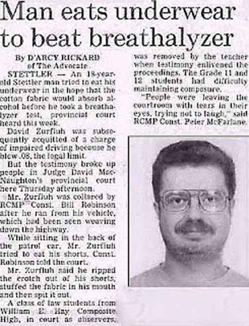 Man eats underwear to beat breathalyzer