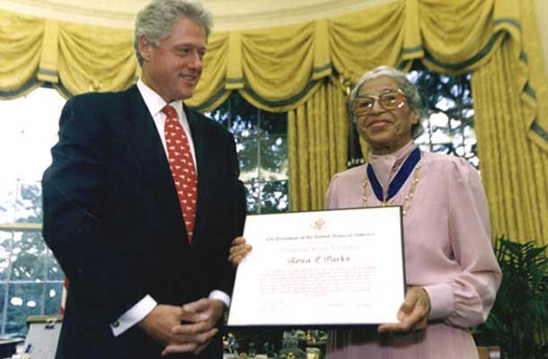 Rosa Parks and Bill Clinton