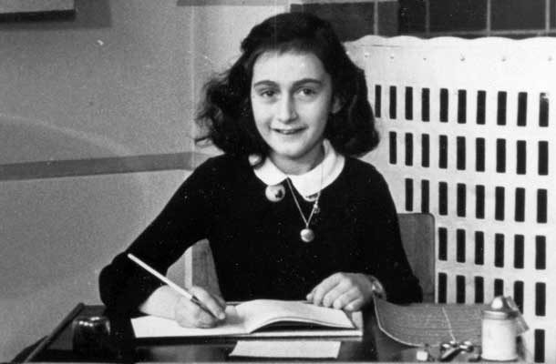 Anne Frank Sitting at her writing desk