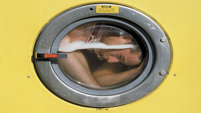 Rick Meisel escaping a washing machine