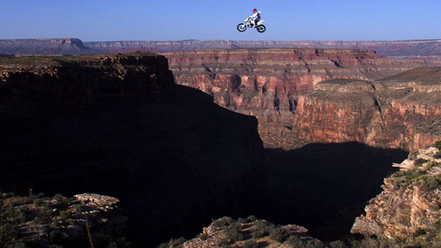 Robbie Knievel jumping the Grand Canyon