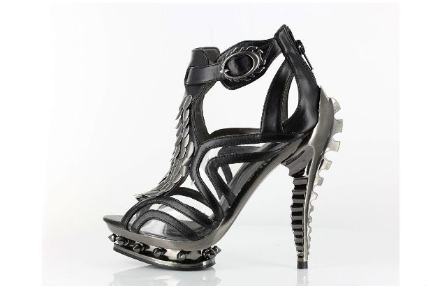 black and metal high heels