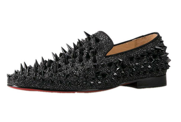 black spiky men's loafer