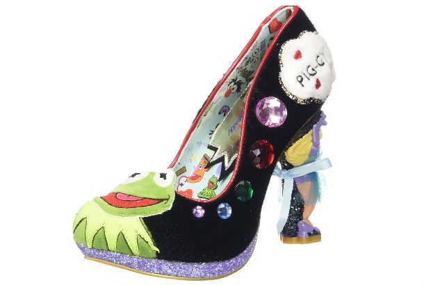 black pump with kermit the frog toe and ms piggy heel
