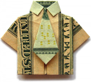 Shirt and tie money origami