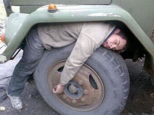 Sleeping on a tire