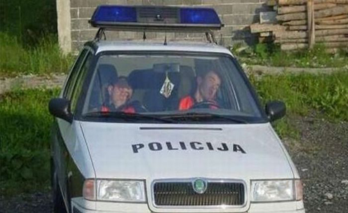 Sleeping in a police car