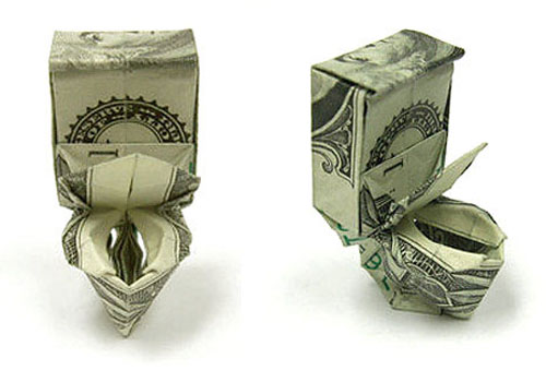 toilet money origami