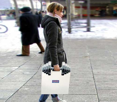 bag that looks like holding a hand weight