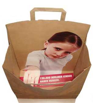 bag that has hungry child inside