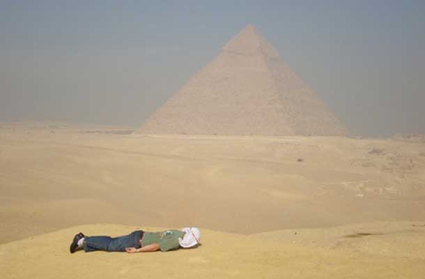 planking in front of the pyrimids