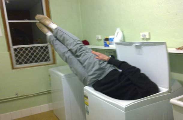 planking in a washing machine