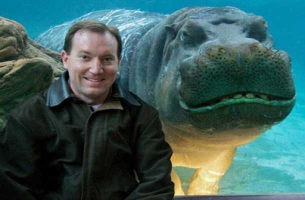 man with funny hippo
