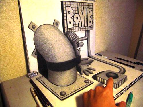 Bomb Realistic 3D Drawing