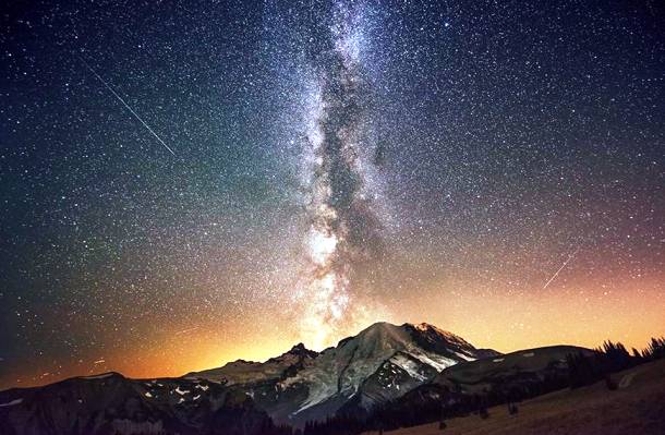 The Milky Way Galaxy Exploding from Mount Rainier