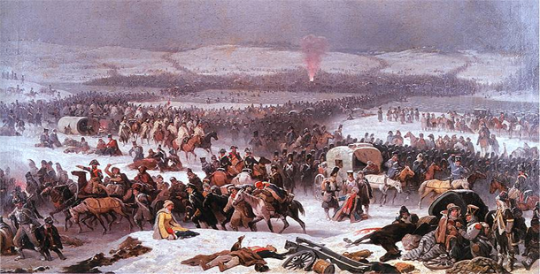 A painting of a battle