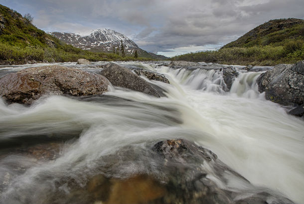 Waterfalls at the mouth of the Yukon river