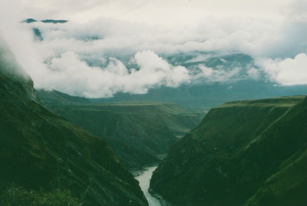 The Yangtze River winding through mountain range