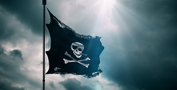 A pirates flag with a skull and crossbones on it