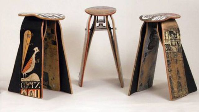 Stool out of Old Skateboards
