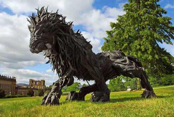 Black Lion using Recycled Tires