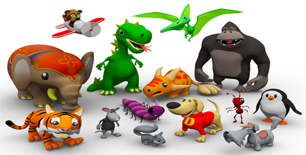 A group of cartoon animals