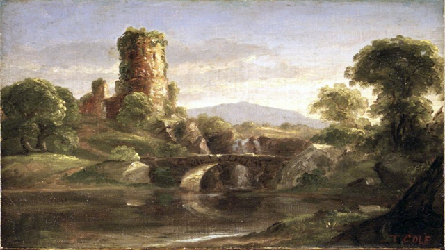 http://commons.wikimedia.org/wiki/File:Brooklyn_Museum_-_Ruined_Castle_and_River_-_Thomas_Cole_-_overall.jpg