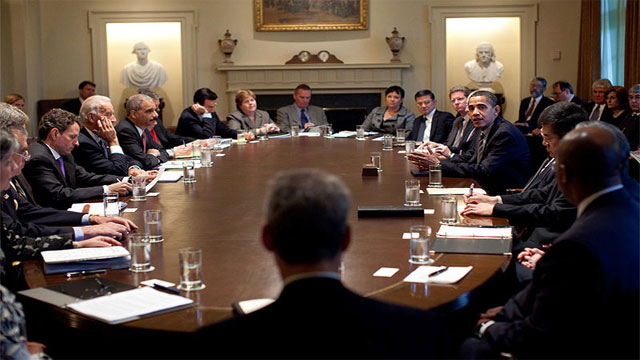 http://commons.wikimedia.org/wiki/File:Obama_cabinet_meeting.jpg