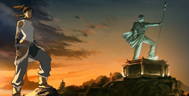 Statues of benders from The Last Airbender can be seen in Republic City