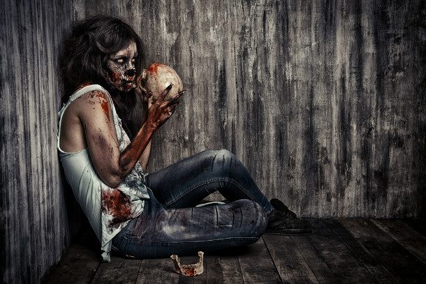 zombie eating skull