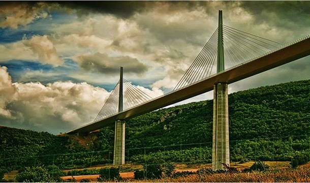 This cable-stayed bridge is located in the South of France, and, at a maximum height of 343 meters (1,125 feet), is the tallest bridge in the world.