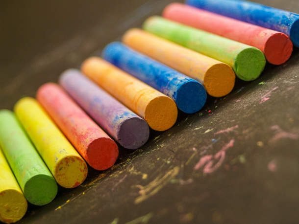 colored chalk in a line