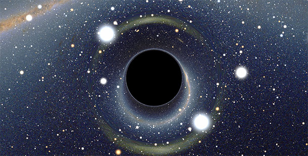 A artistic impression of a black hole in space